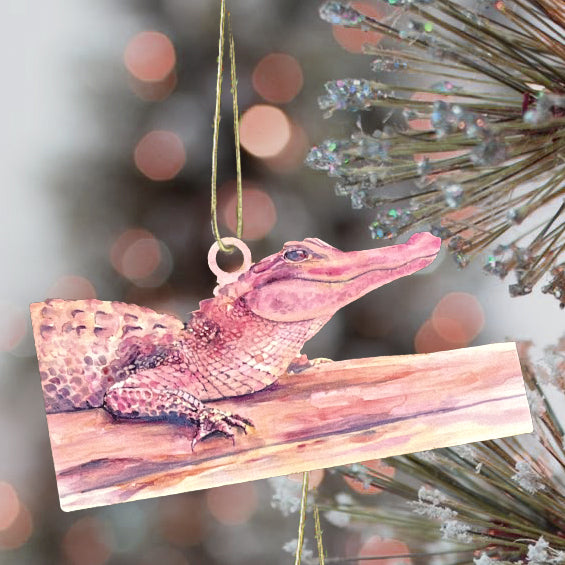 Pink Alligator Ornament