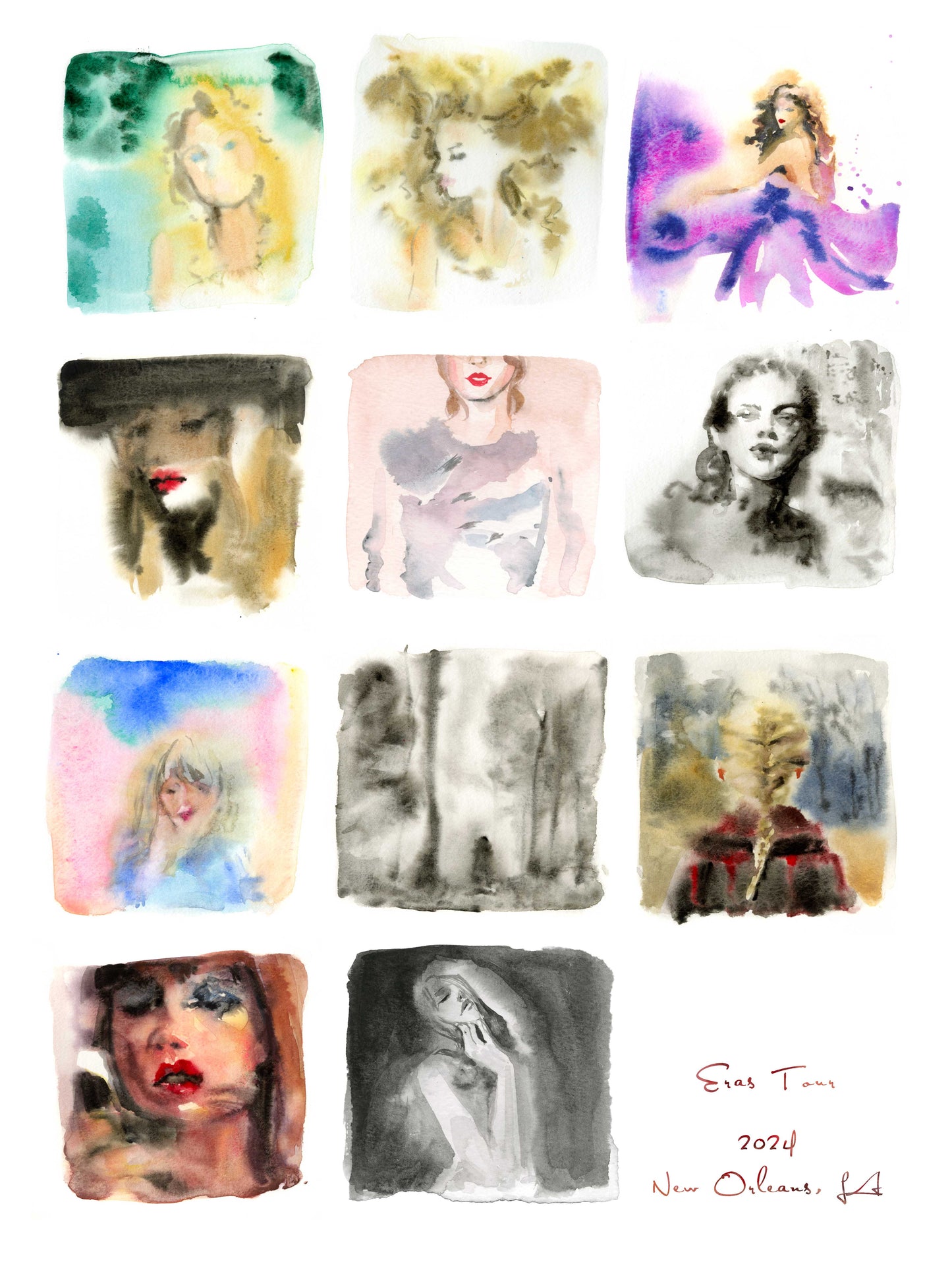 "Eras" New Orleans 2024 Watercolor Poster