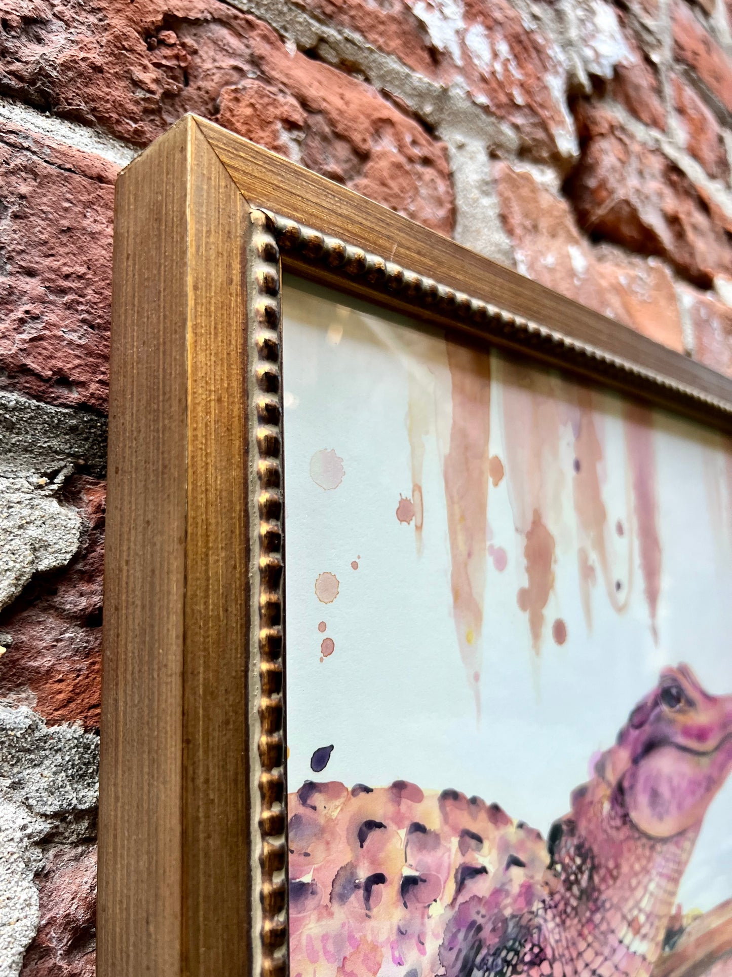 Framed Pink Alligator Print - 11” x 14”