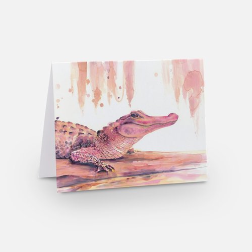Pink Alligator Stationery Set