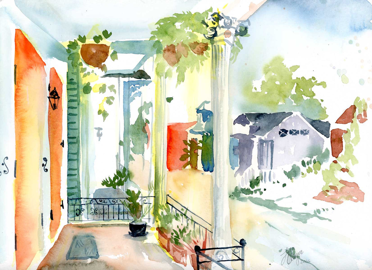 New Orleans Porch watercolor print