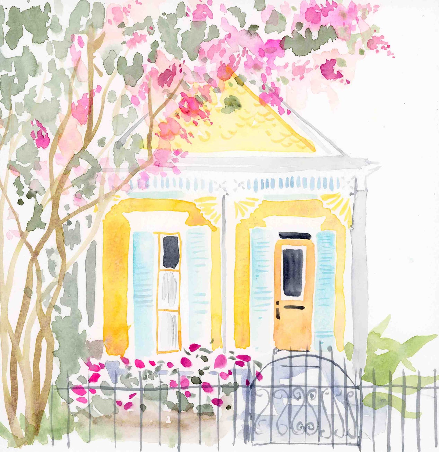 Yellow Shotgun with Crepe Myrtle