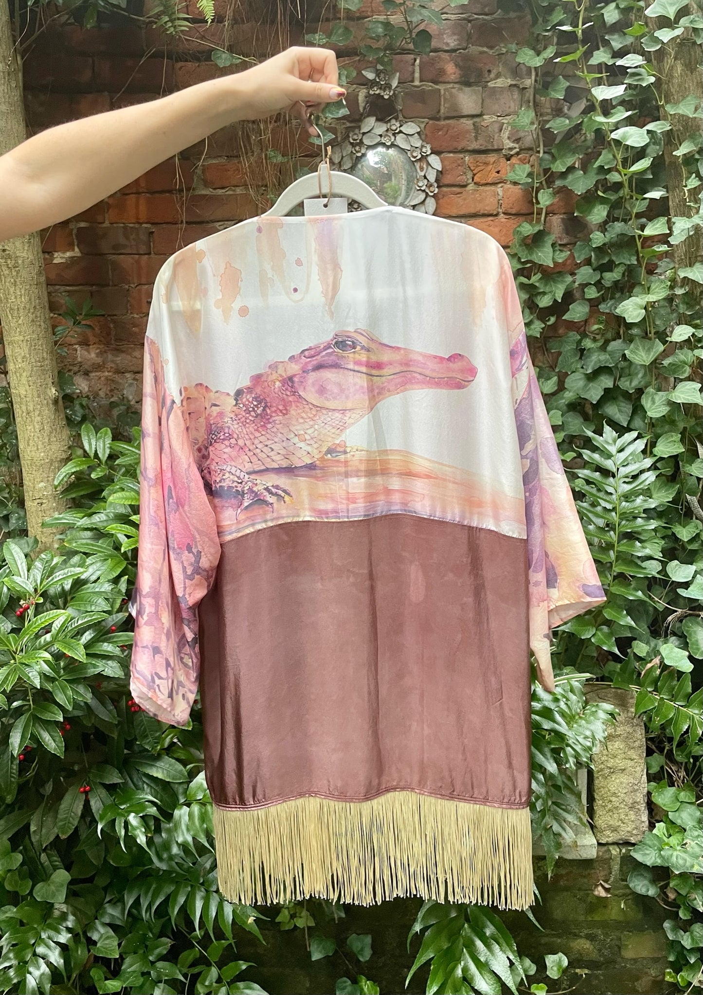 Pink Alligator Silk Robe