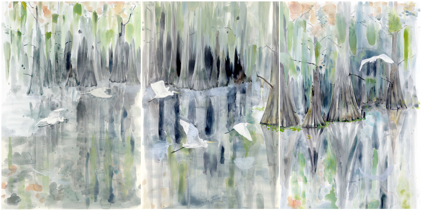 "Twilight" Louisiana Swamp Triptych X